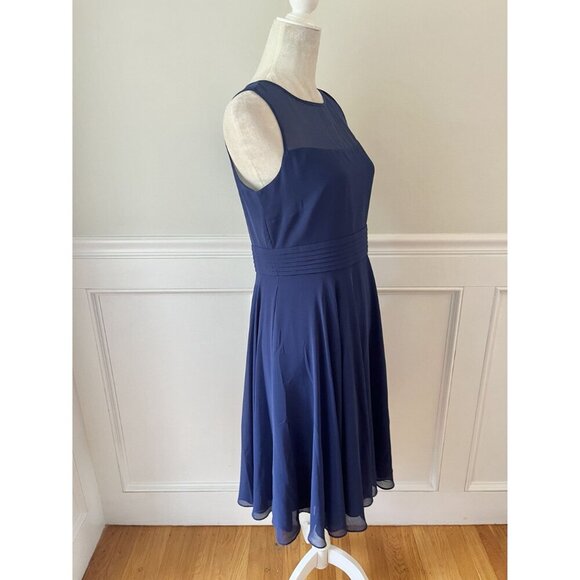 Hobbs London Ashling Dress Chiffon Bow Back Blue 8 - Picture 4 of 9